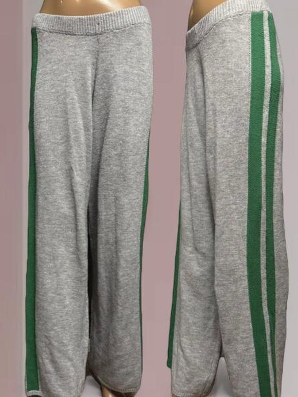 Knit Grey/Green Loose-Fit Pants